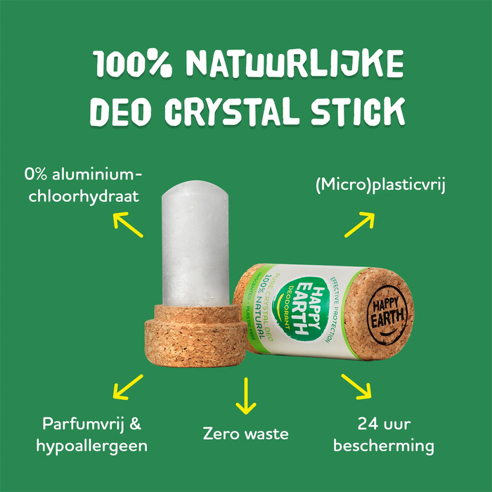Natural Deodorant Crystal Stick Unscented Happy Earth