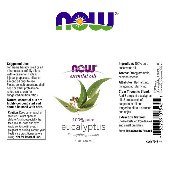 Now 100% Pure Eucalyptus Essential Oil, 30ml - Makkah Pharmacy