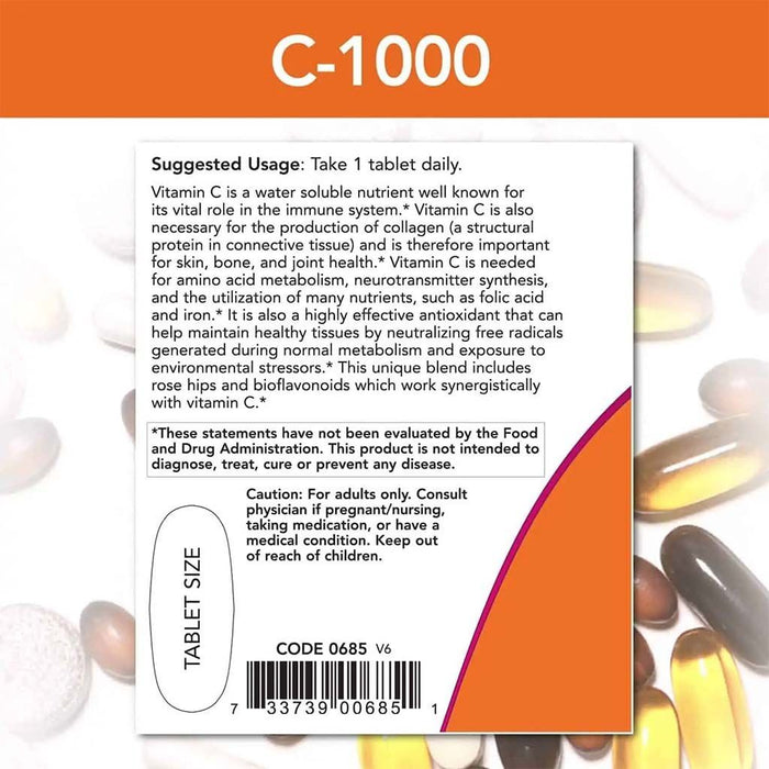 Now C-1000 Antioxidant Supplement with Rosehips, 30 Tablets - Makkah Pharmacy