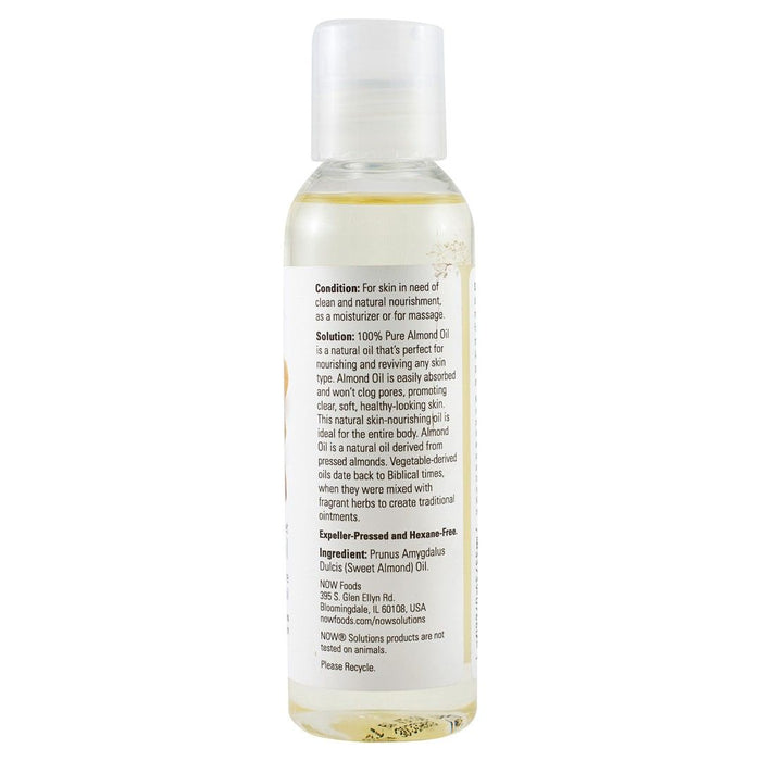Now Solutions Organic Moisturizing, Nourishing & Reviving Sweet Almond Oil for All Skin Types, 118ml - Makkah Pharmacy