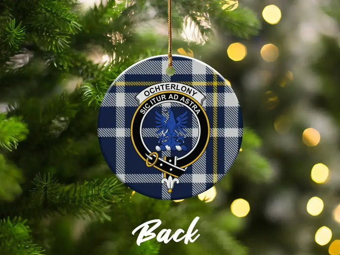Blue Tartan Pattern Ochterlony Christmas Ornament