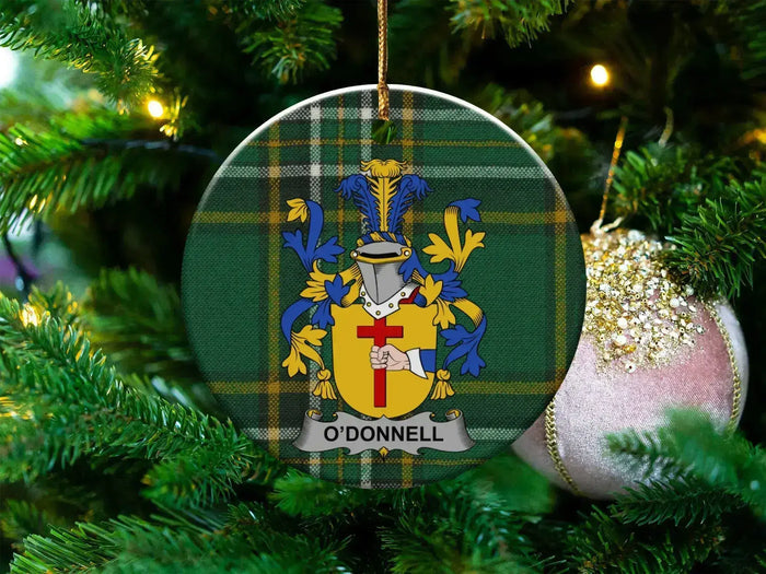 O'Donnell Family Crest Plaid Holiday Ornament