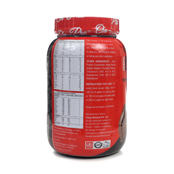 ON-PRO 100% ISOLATE PROTEIN POWDER (BELGIAN CHOCOLATE FLAVOUR) 1 KG JAR