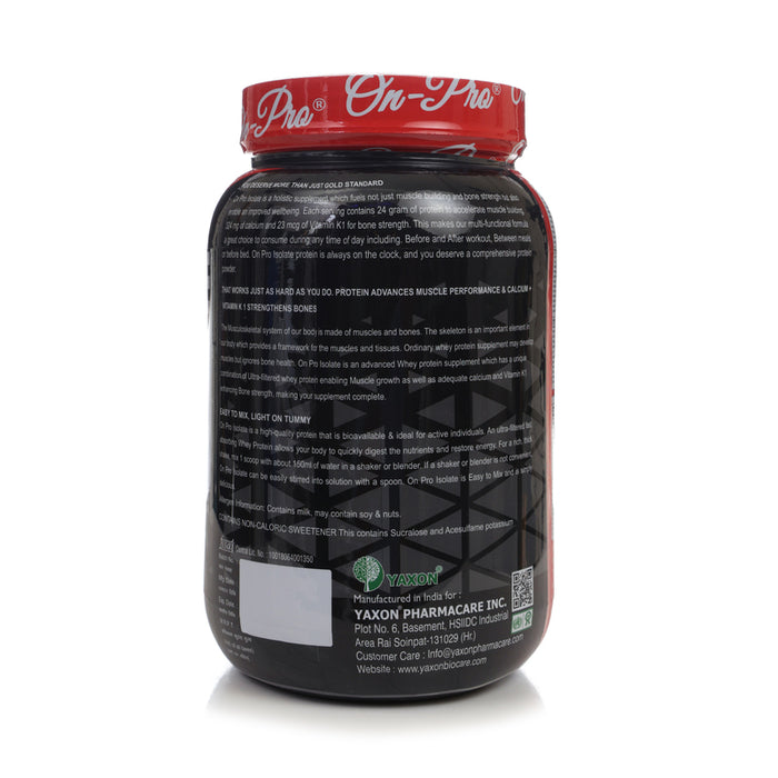 ON-PRO 100% ISOLATE PROTEIN POWDER (BELGIAN CHOCOLATE FLAVOUR) 1 KG JAR
