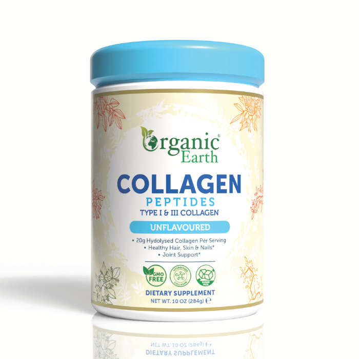 Organic Earth Collagen Peptides Unflavored, Collagen for Skin, Hair, Nails and Joint Health - 284g Organic Earth