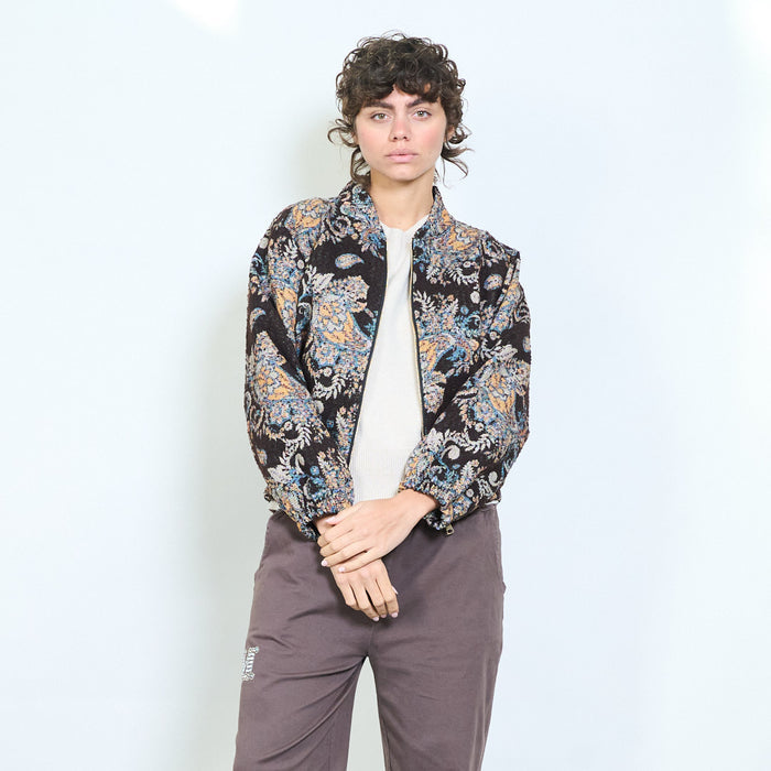 Ornate floral paisley jacquard zip jacket wholesale