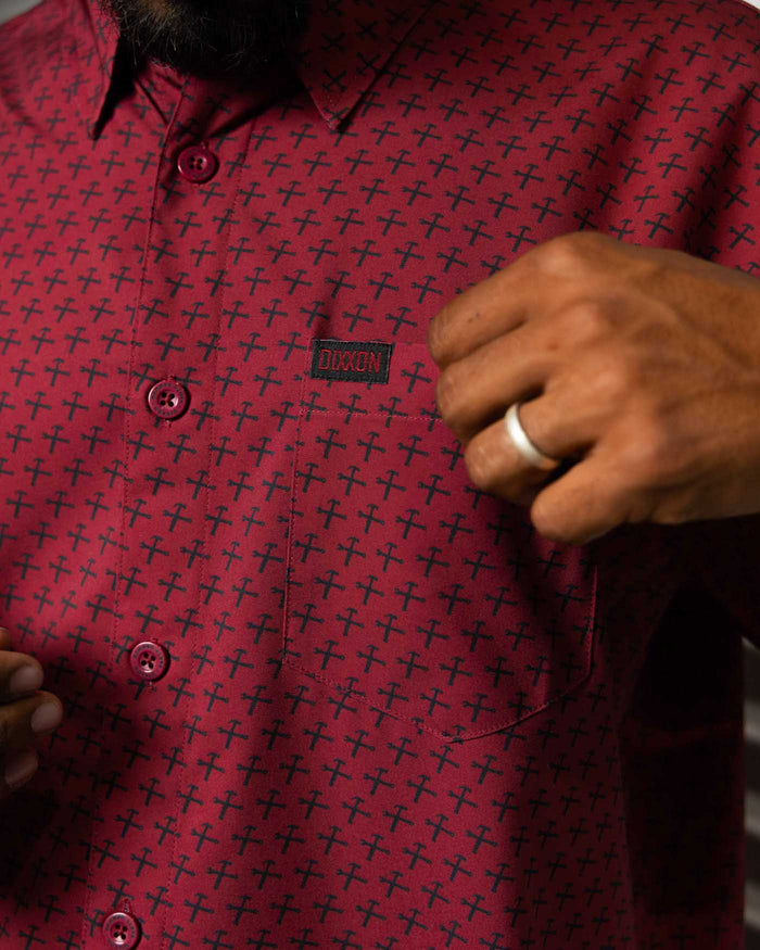 Party Hammers Short Sleeve Party Shirt - Maroon /Black