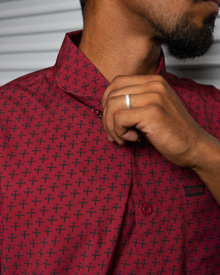 Party Hammers Short Sleeve Party Shirt - Maroon /Black