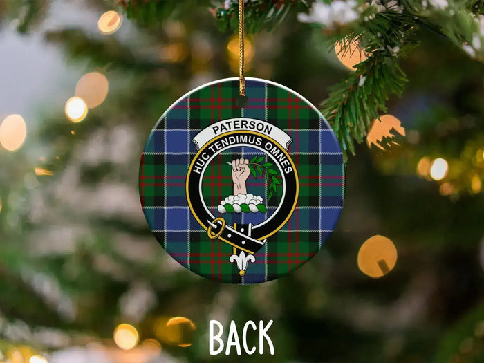 Paterson Huc Tendimus Omnes crest ornament — double-sided UV LED print on ceramic disc