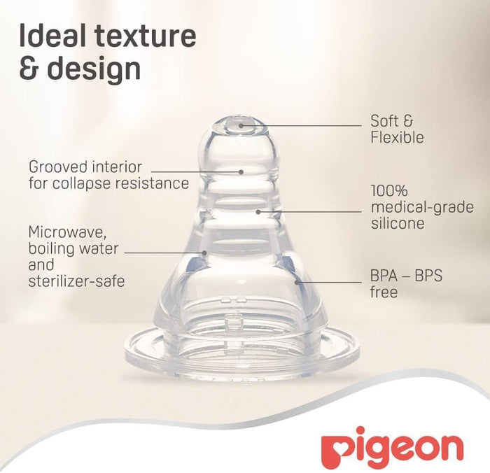 Pigeon Slow Flow Silicon Peristaltic Small Nipples (0-3 Months), 2 Pieces