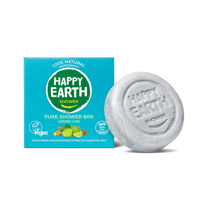 Plasticvrije Shower Bar Cedar Lime Happy Earth