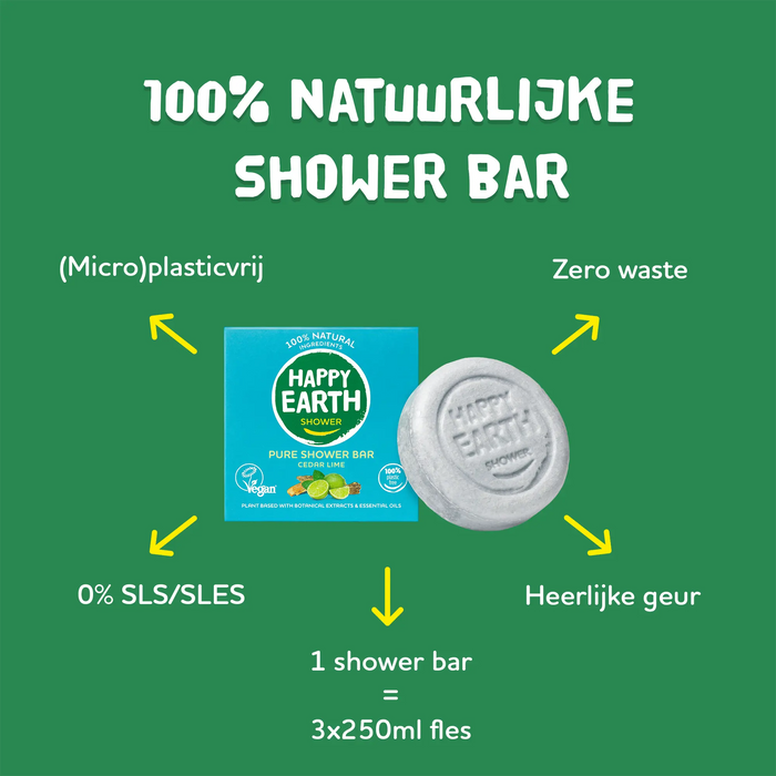 Plastic-free Shower Bar Cedar Lime Happy Earth