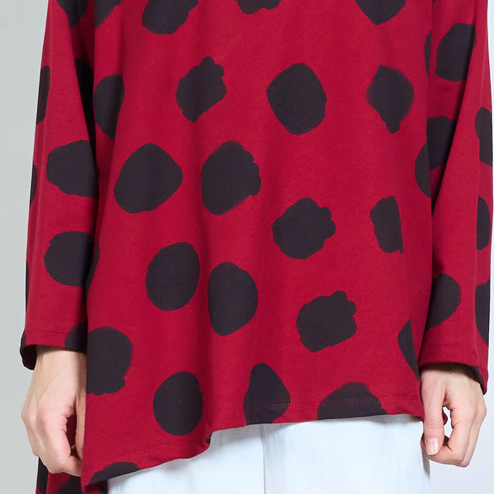 Polka dot asymmetric-flow relaxed long-sleeve top wholesale