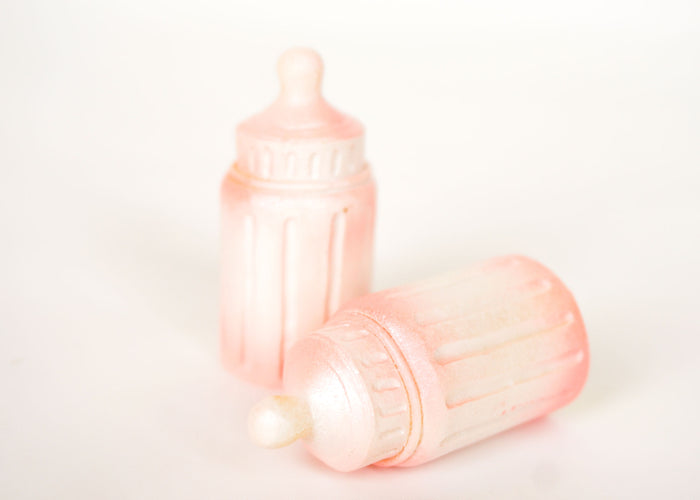 Poly Resin Mini Baby Bottle Baby Shower Favors & Decoration Pink (24 Pieces)