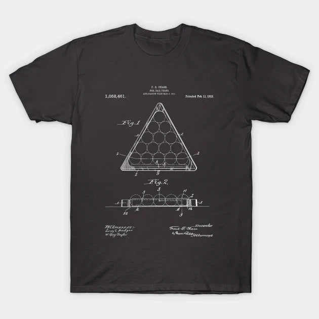 Pool Patent - Billiards Art - Antique T-Shirt