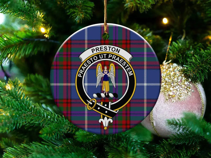Preston Family Crest Plaid Decorative Ornament