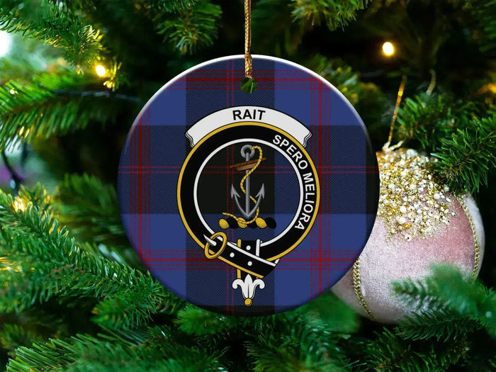 Clan Rait Crest Tartan Christmas Ornament