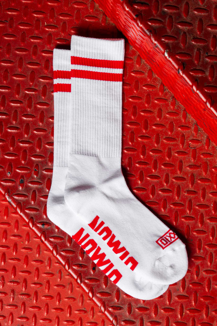 Red / White Stripe Premium Crew Sock