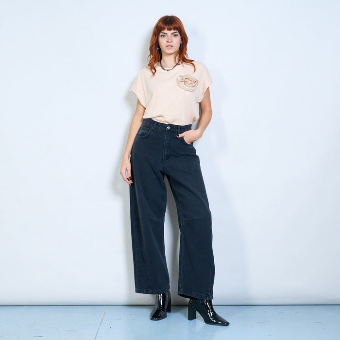 Relaxed fit high-waist straight-leg denim jeans wholesale