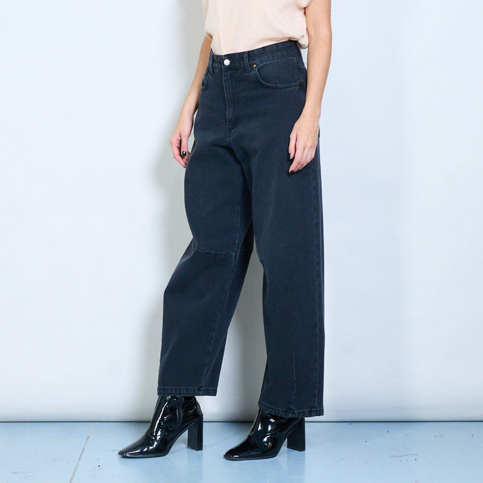 Relaxed fit high-waist straight-leg denim jeans wholesale