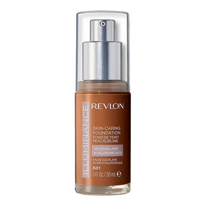 Revlon Illuminance Foundation in shade 501 TOASTED CARAMEL - hydrating, skin-caring coverage