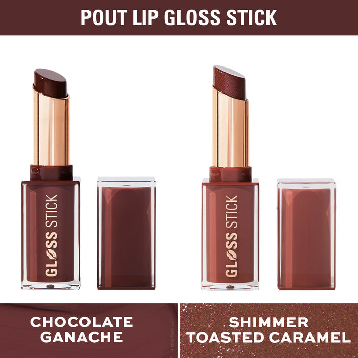 Revolution Pout Lip Gloss Stick  - Chocolate Ganache & Shimmer Toasted Caramel