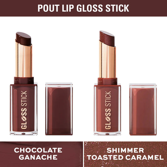 Revolution Pout Lip Gloss Stick  - Chocolate Ganache & Shimmer Toasted Caramel
