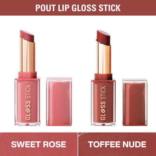 Revolution Pout Lip Gloss Stick  - Sweet Rose & Toffee Nude