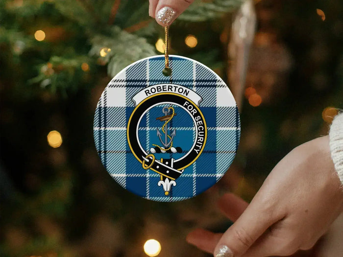 Blue Checkered Christmas Roberton Ornament