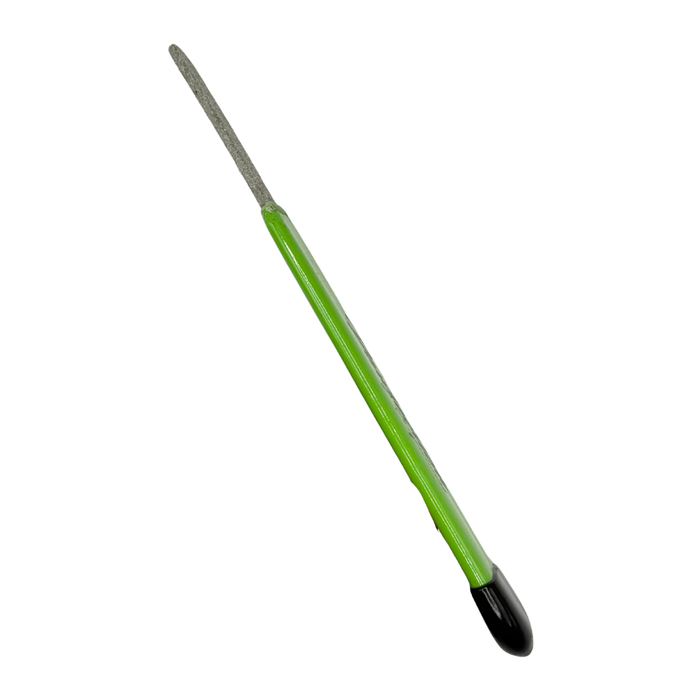 Round Straight Fine Stripping File w/ Green and Black Handle