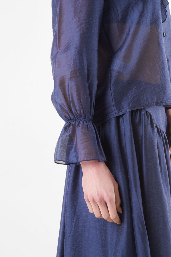 Ruffle detail satin blouse wholesale