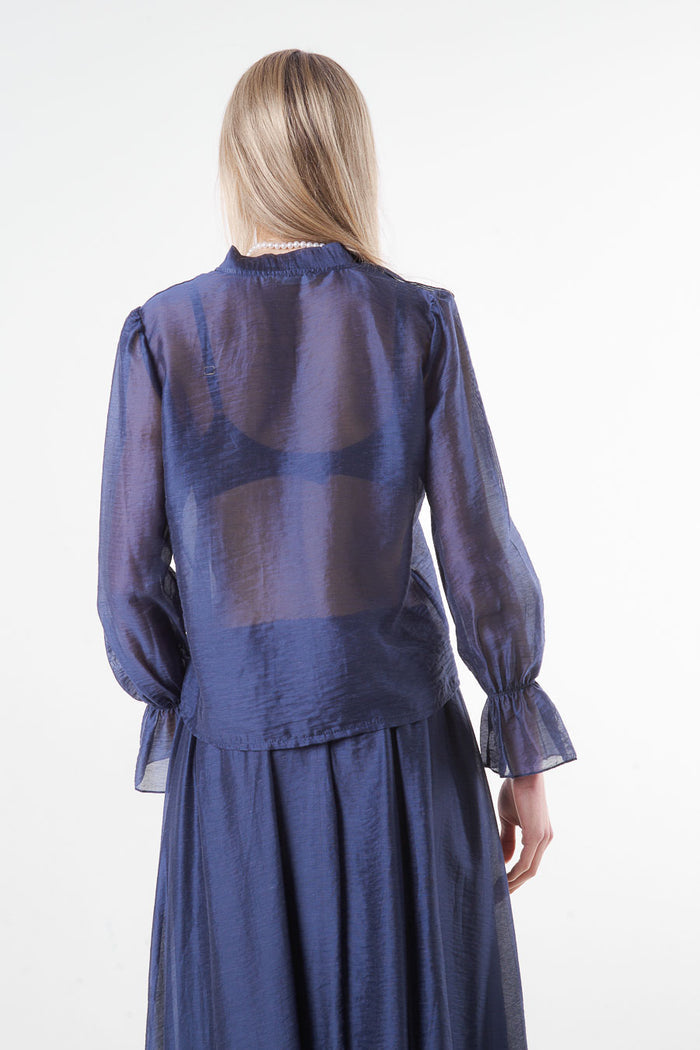 Ruffle detail satin blouse wholesale