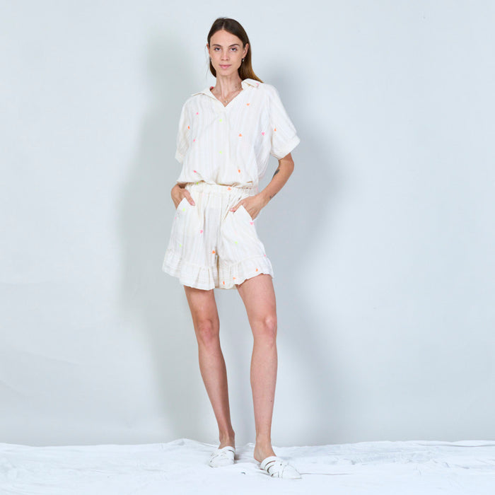 Ruffled mini short with elastic waistband wholesale
