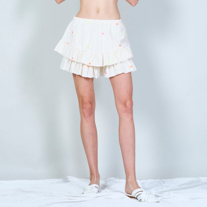 Ruffled mini short with elastic waistband wholesale