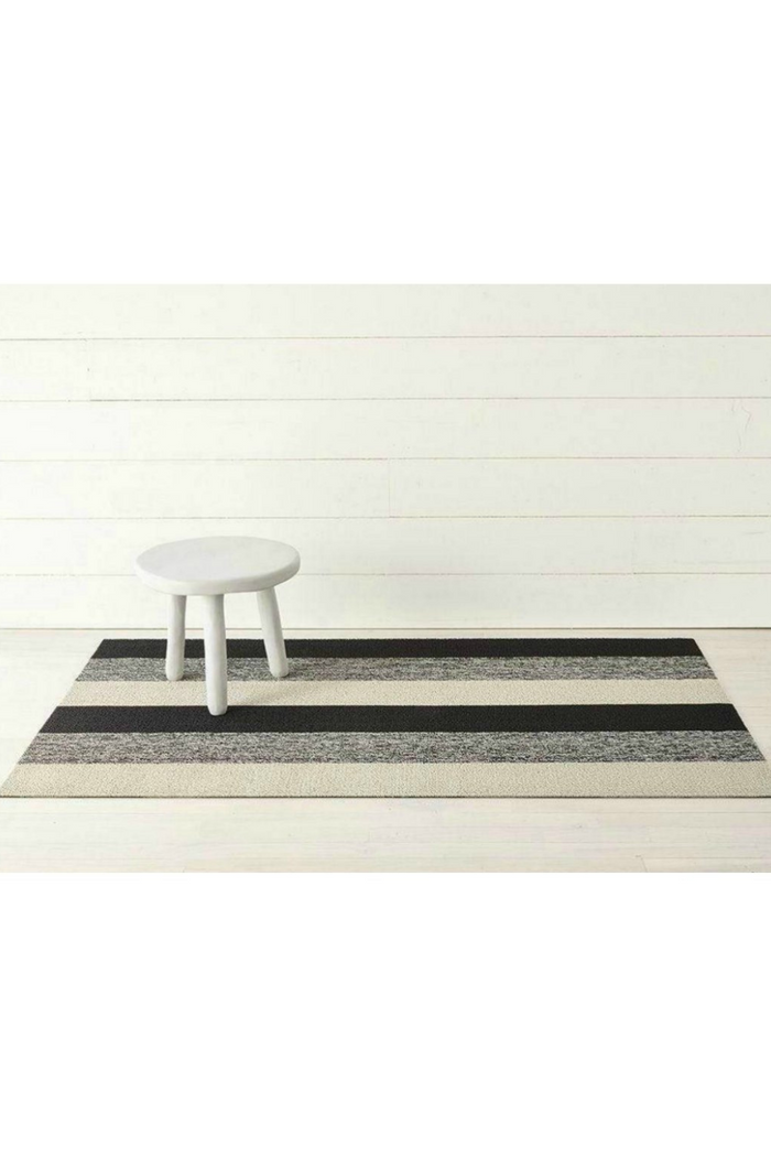 Salt + Pepper Marbled Stripe Shag Mat-Chilewich-ECOVIBE