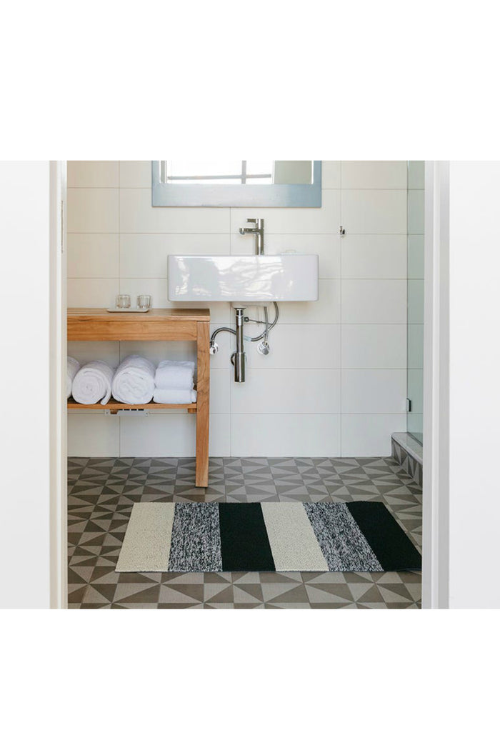 Salt + Pepper Marbled Stripe Shag Mat-Chilewich-ECOVIBE