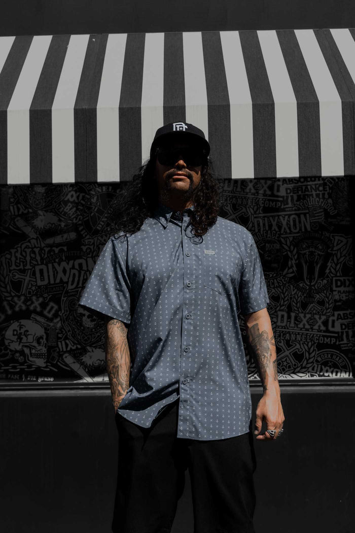 Salty Dog Short Sleeve Party Shirt - Grey/White