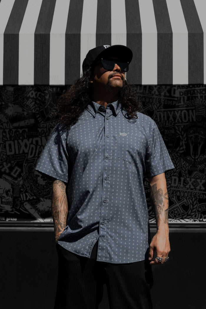 Salty Dog Short Sleeve Party Shirt - Grey/White