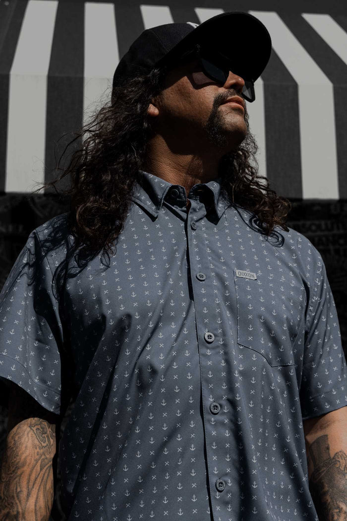 Salty Dog Short Sleeve Party Shirt - Grey/White