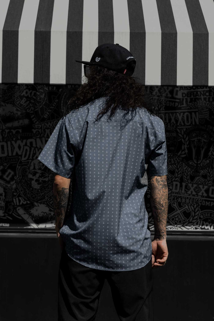 Salty Dog Short Sleeve Party Shirt - Grey/White