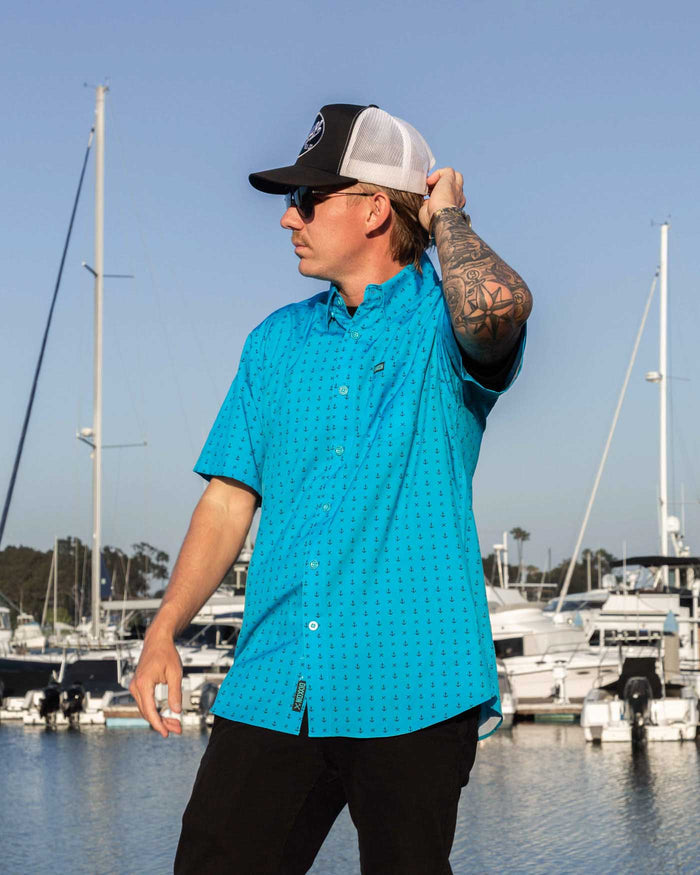Salty Dog Short Sleeve Party Shirt - Tiffany