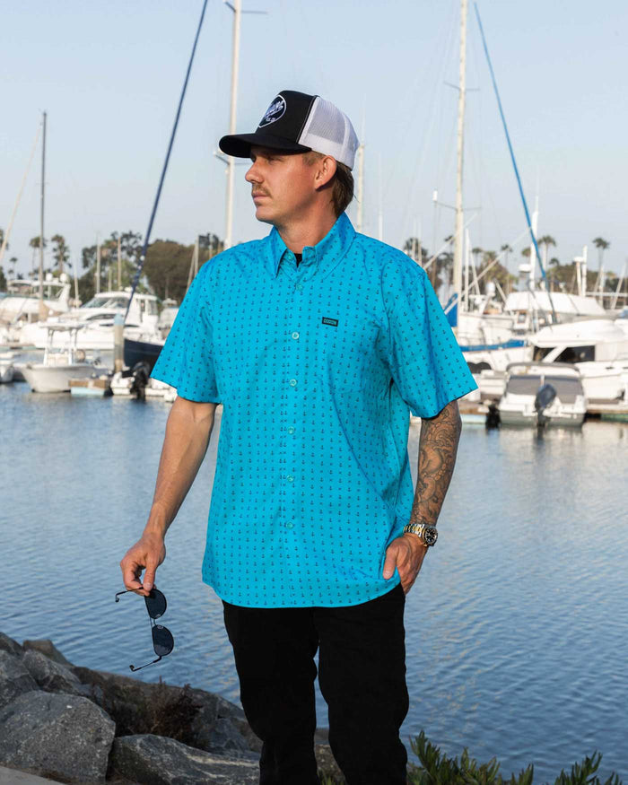 Salty Dog Short Sleeve Party Shirt - Tiffany