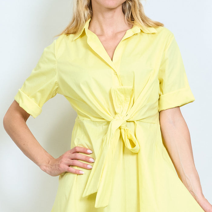 Short sleeve shirt dress with front tie detail wholesale