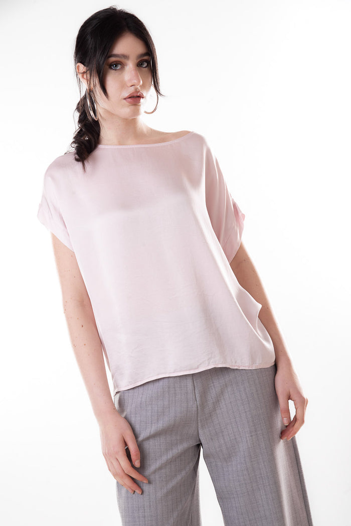 Soft draped boat neck loose fit blouse wholesale