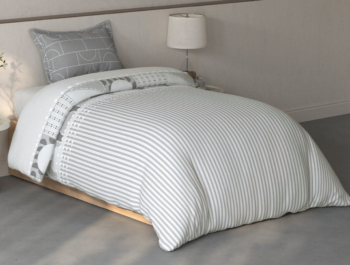 Spaces Fiora Nimbus Cloud Geometric 100% Cotton Single Bedsheet with 1 Pillow Covers - 59 x 89 Inches