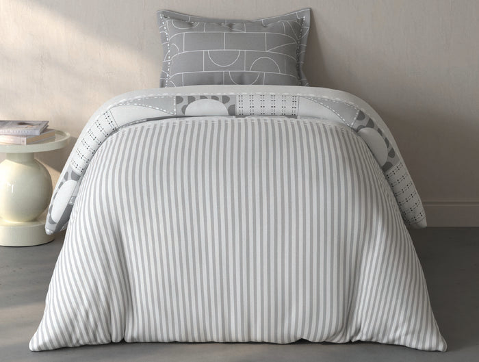 Spaces Fiora Nimbus Cloud Geometric 100% Cotton Single Bedsheet with 1 Pillow Covers - 59 x 89 Inches