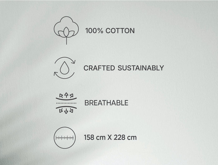 Spaces Fiora Nimbus Cloud Geometric 100% Cotton Single Bedsheet with 1 Pillow Covers - 59 x 89 Inches