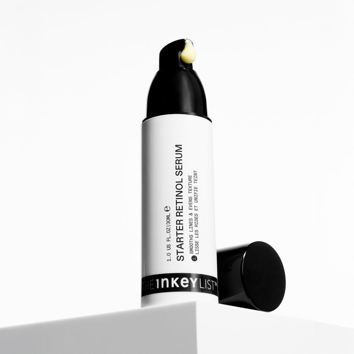 Inkey List retinol serum bottle on a white background