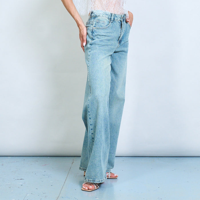 Straight-leg vintage wash denim jeans wholesale