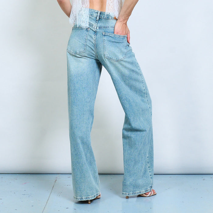 Straight-leg vintage wash denim jeans wholesale